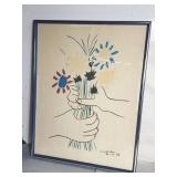 Vintage Pablo Picasso silk screen in retro frame