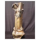 Signed bronze art nouveau vase