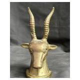 Brass gazelle head book end