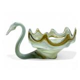Vintage handblown art glass swan bowl