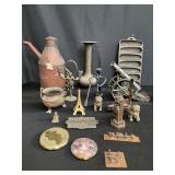 Group of metal pieces cannon, foo dogs etc