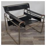 Wassily-style chrome & leather arm chair