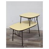 Mid Century step back side table light yellow top
