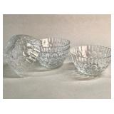 Set of 4 large, heavy vintage pressed glass bowls