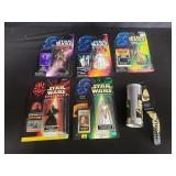 Box of star wars toys and wristwatch