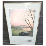 Vintage poster of Paris in a metal frame