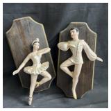 Ceramic art studio ballet dancers wall figures