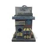 Salï¿½s Saloon wooden birdhouse, 10 1/2ï¿½ h.