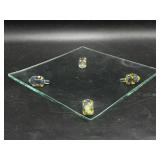 Art glass dreidel glass tray, 8ï¿½ sq.