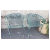 Pair of metal round back patio  chairs
