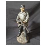 Vintage hand painted plaster soldier statue