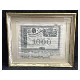 Framed Confederate States replica 1000 dollar