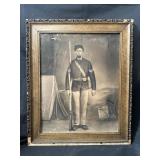 Antique hand accented photogravure print on p