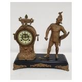 Vintage figural metal soldier mantel clock