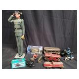 Group of miscellaneous items soldier figurine,