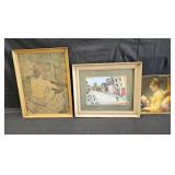 Group of 3 wood framed art