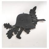 Bronze German soldier helmet wall hanging ornament