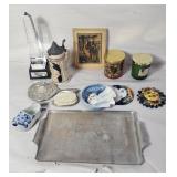Misc vintage items, German stein, candles,