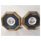 Vintage framed nude porcelain plates