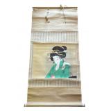 Antique Japanese hand painted portrait scroll