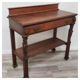 Vintage carved wood single drawer hall table