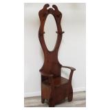 Wood hall tree w/storage bench & hat rack