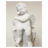 Vintage hand painted terracotta outdoor angel