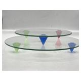 Pair of vintage 1980ï¿½s glass cake stands15ï¿½