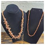 2 Coral Necklaces.  The larger branch necklace is