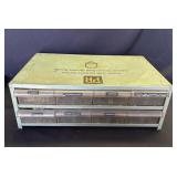 Vintage PR Crystals metal tool box