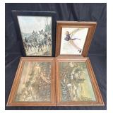 Group of framed Civil War prints, etc in a bundle