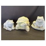 3 concrete garden decorations