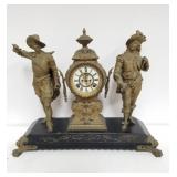 Vintage metal figural mantel clock