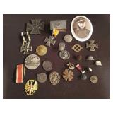 Group of German pins and medals from WWII