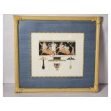Vintage Greek hand colored lithograph