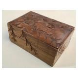 Small antique hand-carved wood box