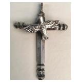 Heavy silver metal cross pendant