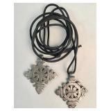 Pair of vintage silver metal Coptic