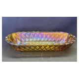 Vintage marigold carnival glass dish