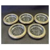 5 VTG Sterling sliver glass coasters