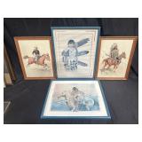 Group of vintage Native American prints in