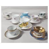 Vintage teacups & saucers various patterns & sizes