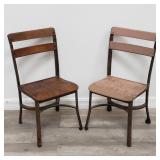 Pair of vintage metal & wood child