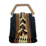 Vintage handmade crocheted purse with wood