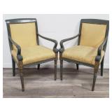 Pair of French mid century painted armchairs
