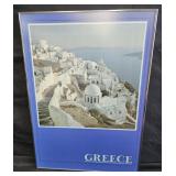 Vintage poster of Greece in a silver metal f