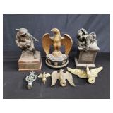 Box of miscellaneous composite and brass statues