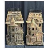 Pair of vintage brass sculptural Victorian house