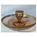 Vintage amber depression glass serving tray with