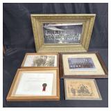 Group of vintage framed photos, etc in bundle